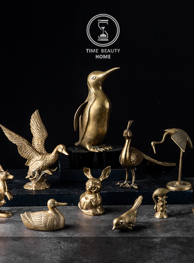 欧美黄铜动物西洋古董家居摆设