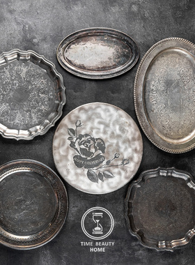 10.22 精 Z组 西式古董复古VINTAGE 镀银餐盘 家居旧物摆件装饰