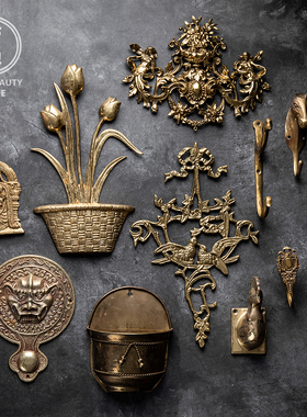 欧美黄铜壁挂西洋古董家居摆设