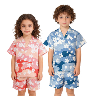 儿童卡通印花汗蒸服 睡衣桑拿服宝宝洗浴加厚小孩浴衣亲子装纯棉