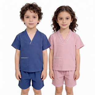 儿童汗蒸服大小童睡衣桑拿洗浴按摩服娃娃卡通浴衣亲子装纯棉男女