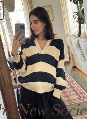 7折国现 |西班牙The New Society 条纹针织polo领毛衣 Naxos