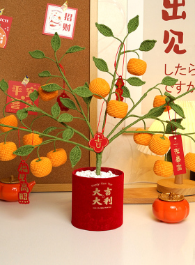 手工钩针diy编织材料包柿柿如意大盆栽自制棉毛线团新年礼物制作