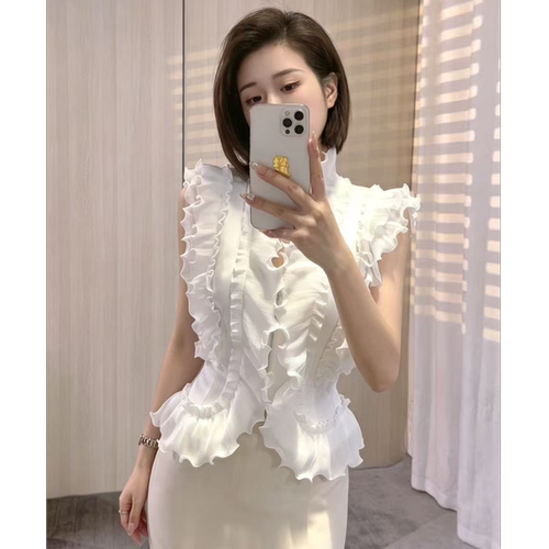 2026夏季时尚百搭法式复古轻奢高级感白色马甲上衣女C26005