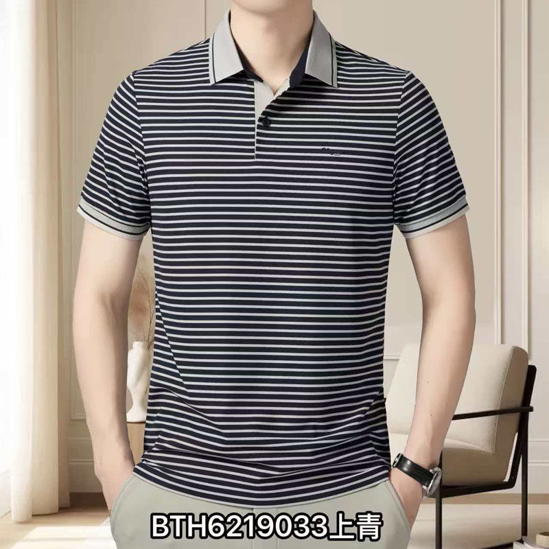 2026夏季新款百成汇男士时尚条纹翻领短袖T恤polo衫货BTH6219033