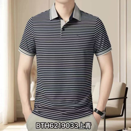 2026夏季新款百成汇男士时尚条纹翻领短袖T恤polo衫货BTH6219033