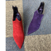 拼色尖头羊反绒细高跟女单鞋 Three shopCDF欧美时尚 个性 flower