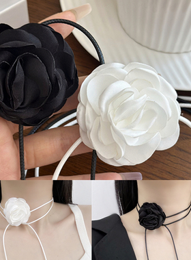 超仙布艺山茶花choker项链