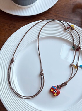 复古小众编织串珠红色苹果项链