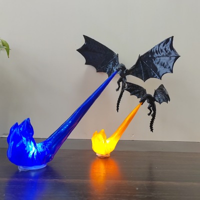 跨境新品3D打印Dragon Flame Book Nook 龙焰书角书架装饰摆件工