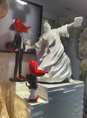 休闲气球单身狗摆件雕塑卡通儿童房潮流网红what同款送礼北欧现代