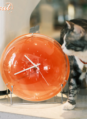 创意日落钟泡泡钟表家用创意网红艺术时钟橘色落日钟简约时尚装饰