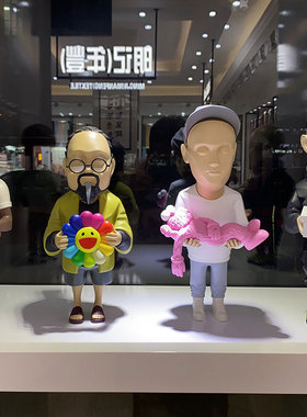 潮流潮牌主理人公仔手办摆件玩具人偶模型潮玩村上隆ow潮品