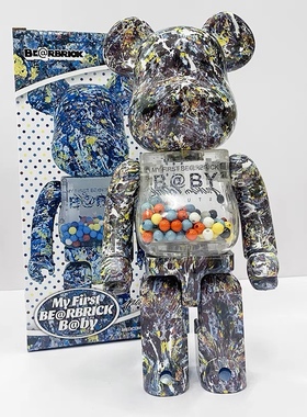 暴力熊摆件bearbrick400%空山基2GD积木熊电镀千秋梵高手办公仔
