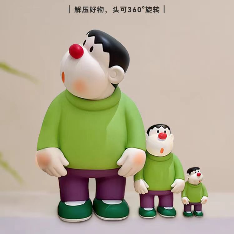 网红歪头呆萌胖虎手办大摆件可动桌面家居搞怪大公仔潮玩女生玩具