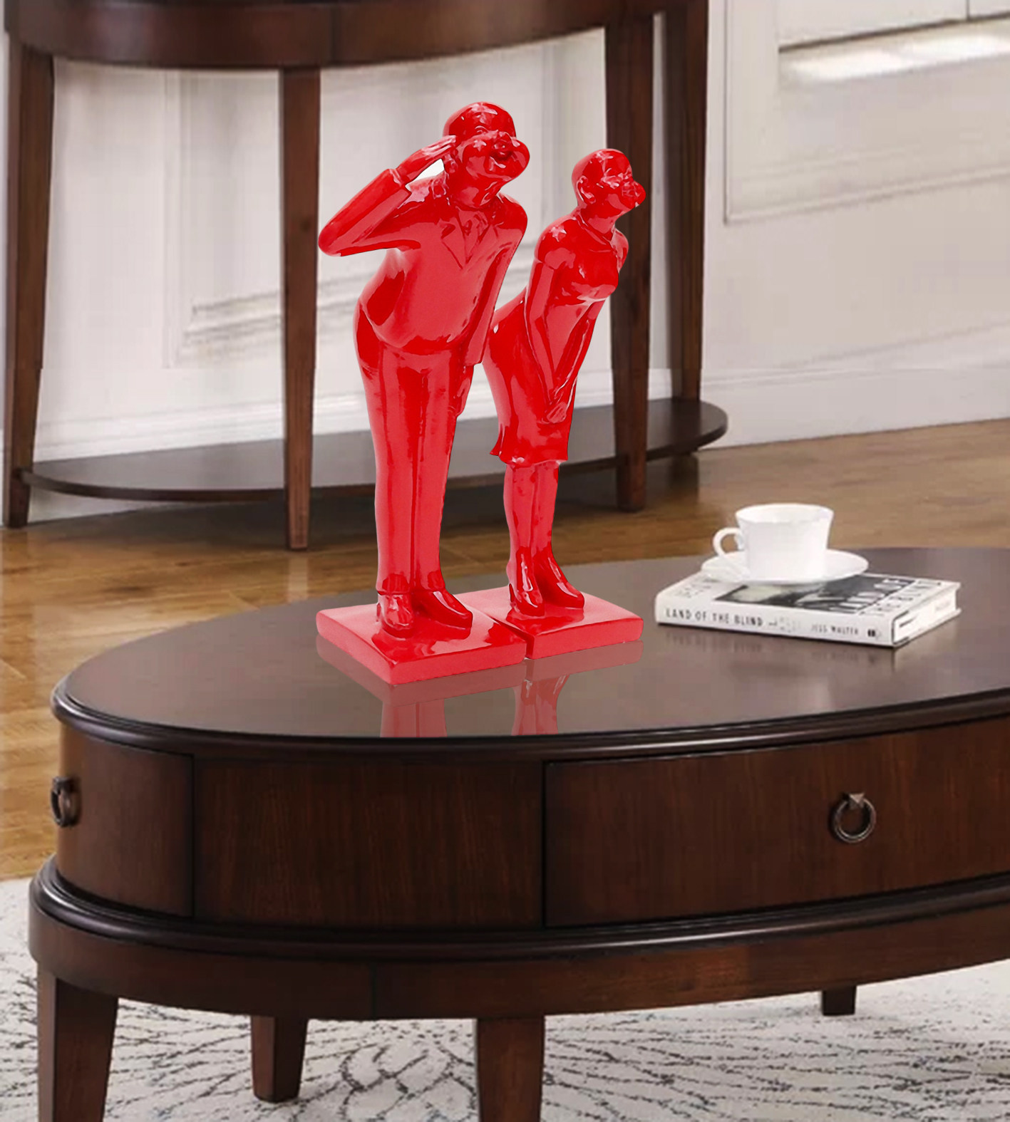 岳敏君迎宾人物桌面树脂简约现代艺术品抽象雕塑摆件潮流ok耶手势