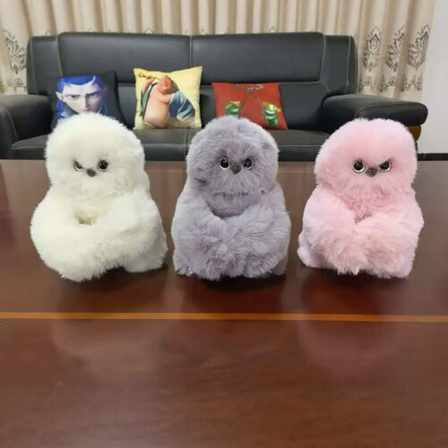 跨境新款电动猫头鹰mirumi会扭头唱歌学说话害羞萌宠女生包包挂件