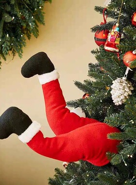 圣诞树装饰毛绒门装饰商场橱窗圣诞老人精灵腿圣诞装饰家居挂饰