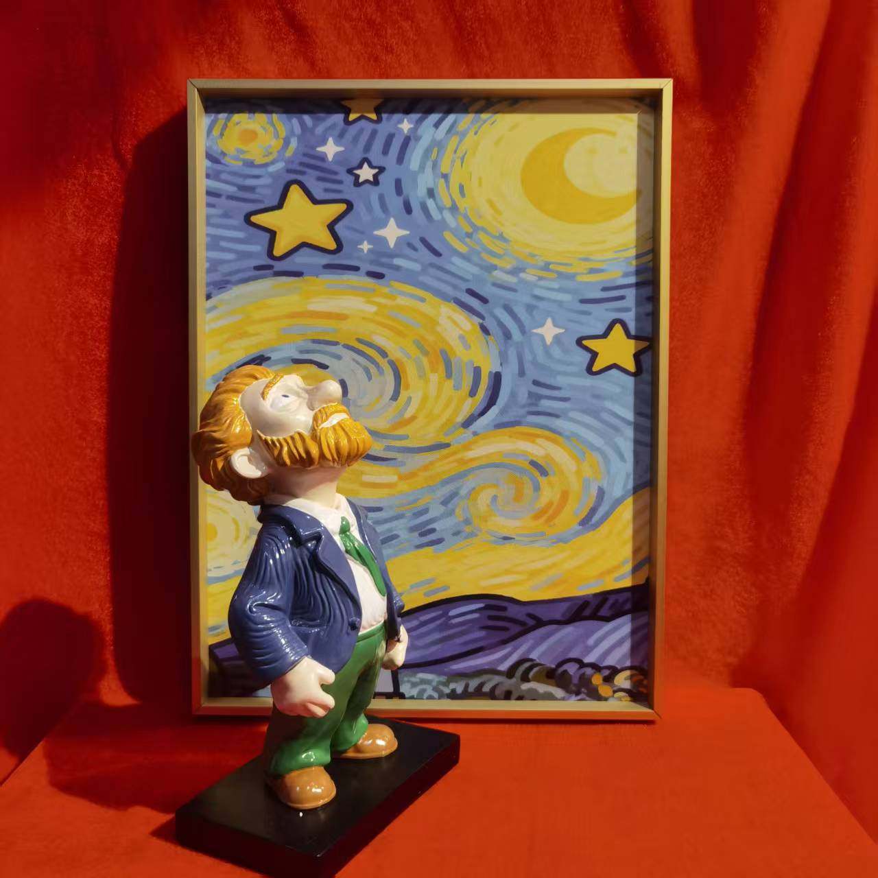 艺术主理人梵高星月夜立体互动画框摆件潮流潮玩ins卡通抽象家居,家居饰品,桌面摆件,淘宝优惠券,粉丝福利购,淘宝优惠卷