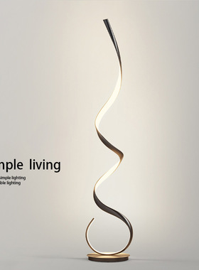 落地灯极简设计感北欧客厅沙发旁边网红墙角波浪氛围线条灯全光谱