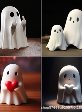 跨境Rude Ghost Ornaments Middle Finger Ghos幽灵双手竖中指