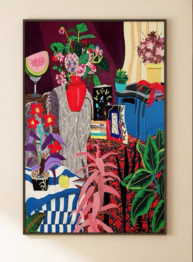 马蒂斯抽象小众艺术装饰画客厅背景墙挂画简约植物花卉餐厅挂画