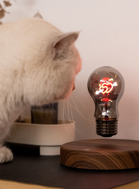 磁悬浮爱心灯泡小夜灯桌面卧室书房摆件氛围灯创意科技礼物