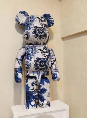 bearbrick1000%青花瓷积木熊潮玩樱花星空暴力熊公仔手办玩偶
