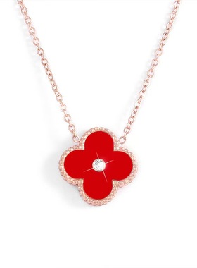 钛钢轻奢小众设计感玫瑰彩金锁骨链情人节礼物H002