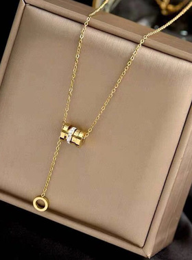 轻奢气质金色流苏吊坠女士项链