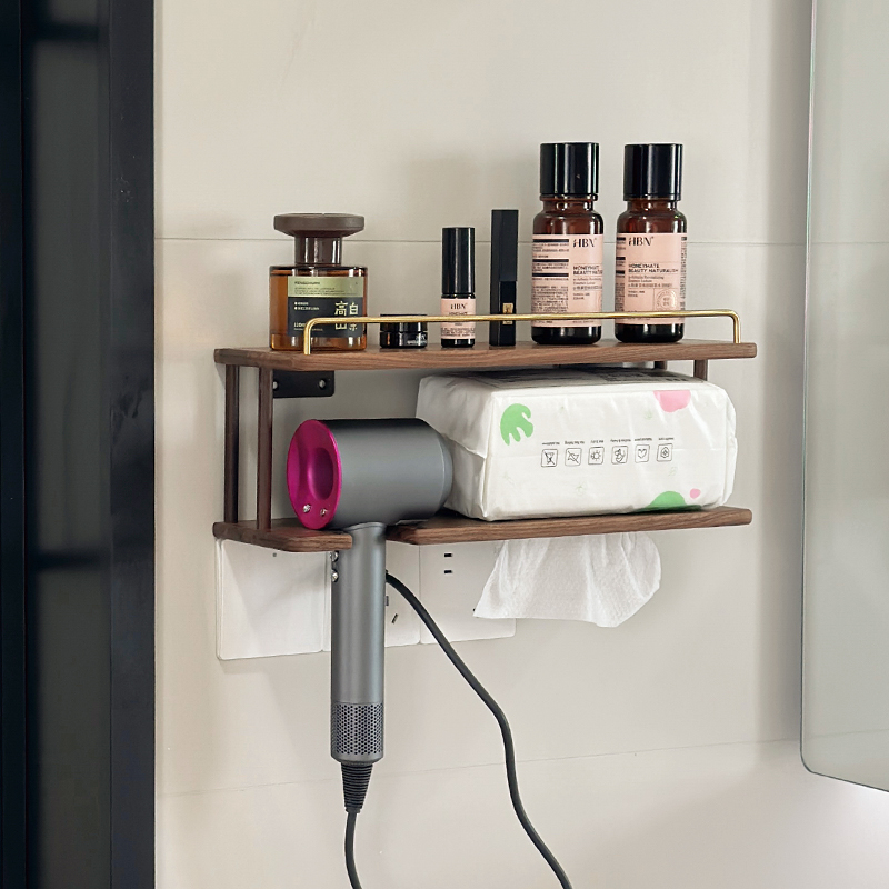 素风卫生间吹风机洗脸巾置物架