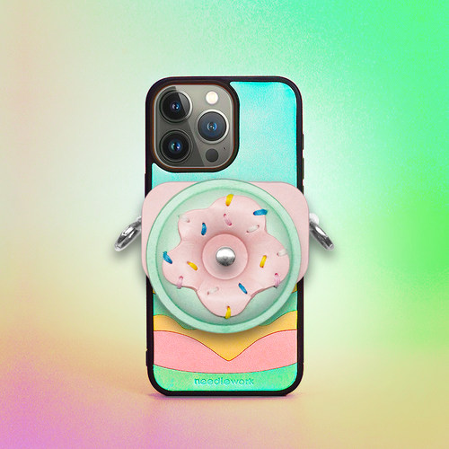 原创汉堡甜甜圈手机壳背夹可斜挎