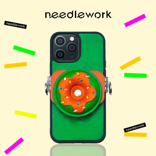 甜甜圈手机背夹带镜子苹果全系列