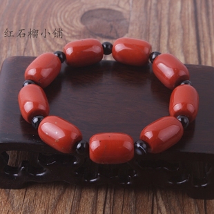天然奈良红竹石影子石桶珠手链 男士饰品