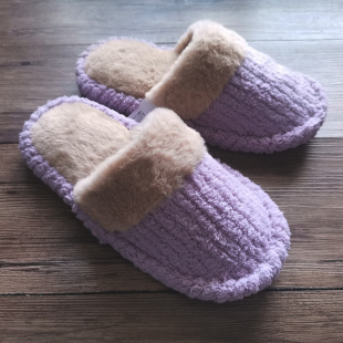 情侣方格灯线绒静音不伤地板包头拖鞋 2025日单新品 棉拖秋冬男女款