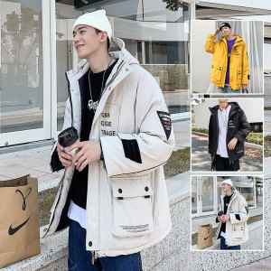 2020工装棉衣男港风印花贴标棉服外套连帽棉袄男MY52-P100-控128