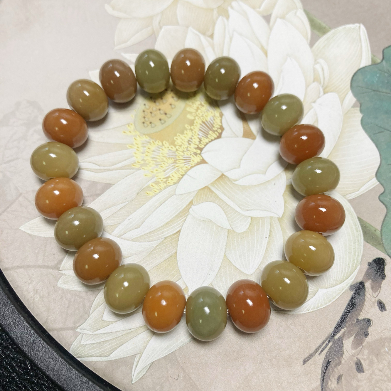 PTG01013号天然无优化菩提根碟片珠干枯玫瑰色单圈一图一物