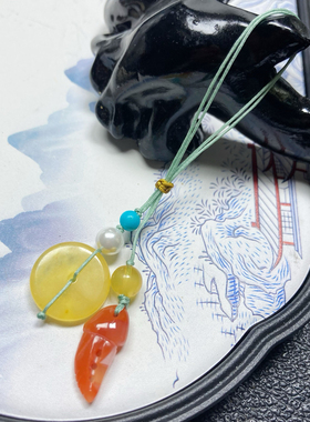1号手工成品一图一物蜜蜡平安扣手机挂壶盖提溜旗袍压襟多用款