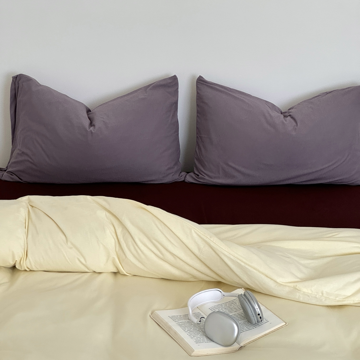 香蕉芋泥 柔软针织棉全棉ins四件套撞色纯棉三件套被套床单床笠款