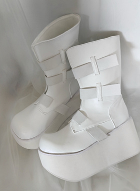 店主实拍初系欧美风辣妹厚底超高跟骑士靴2024秋冬新款中筒马丁靴