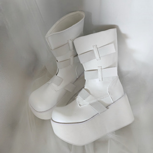 店主实拍初系欧美风辣妹厚底超高跟骑士靴2024秋冬新款中筒马丁靴