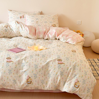100%纯棉四件套全棉卡通少女宿舍