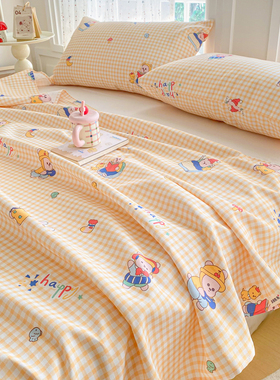 加厚老粗布床单单件2026新款学生宿舍单人棉麻被单三件套四季通用