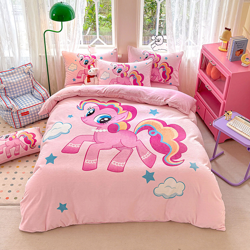 牛奶绒小马宝莉卡通女孩四件套