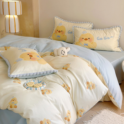 卡通100支磨毛四件套全棉床品
