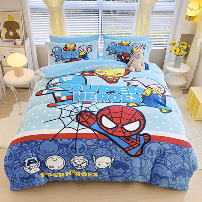 迪士尼牛奶绒四件套卡通保暖被套