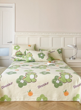 新款老粗布加厚床单单件棉布布料学生床宿舍单人床单四季款三件套