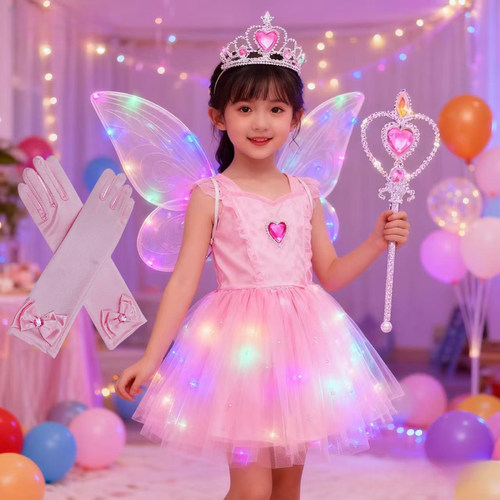 发光翅膀小公主精灵翅膀cosplay万圣节表演服装儿童生日礼物