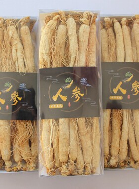 白人参500克60支长白山人参 白参 生晒人参新货干无硫磺年限足