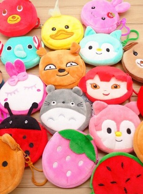 003a小钱包零钱包女迷你硬币包布艺水果儿童卡通可爱毛绒带挂钩